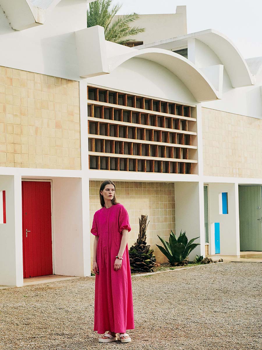 Pleated Dress Trine Resort Pink
