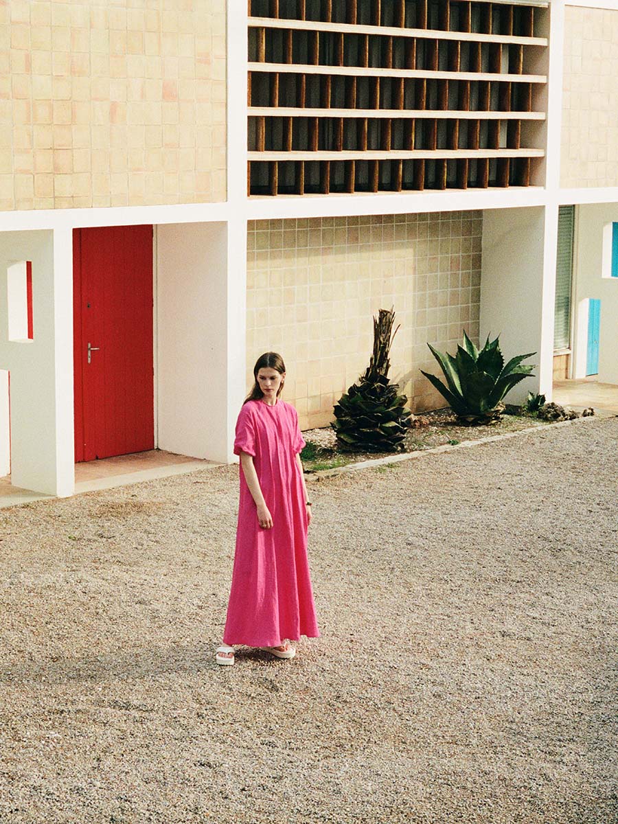 Pleated Dress Trine Resort Pink