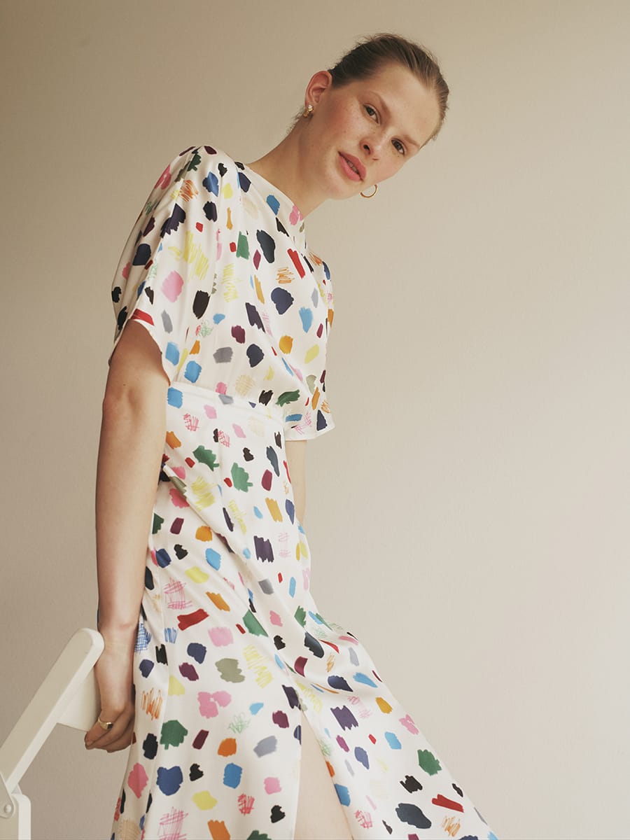 DRESS MANI DOODLE PRINTED