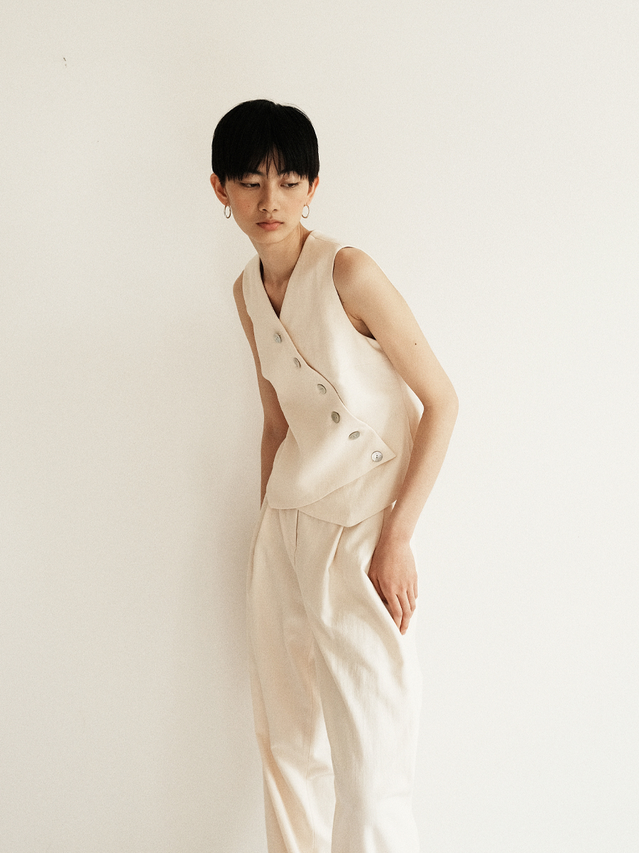 Trousers Delta Structured White