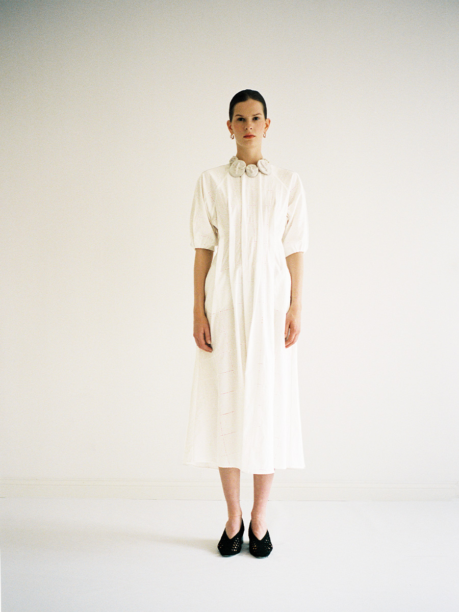 Pleated Dress Trine Broderie Anglaise
